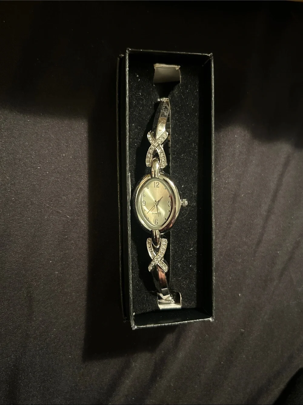 Avon Silver Crystal Accent Women's Bracelet Watch